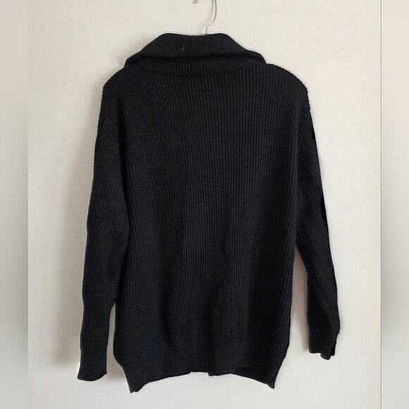 ZARA | Ribbed Sweater Cardigan Jacket Zip Up Wool Heavy Black Sz M - Picture 7 of 10